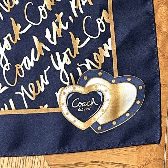 RARE NWOT COACH SCRIPT LUREX SILK SQUARE SCARF - Picture 2 of 3